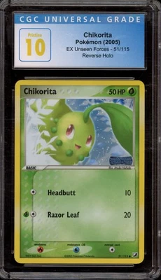 Pokemon Chikorita EX Unseen Forces Reverse Holo #51 CGC 10 Pristine - Image 1 of 2