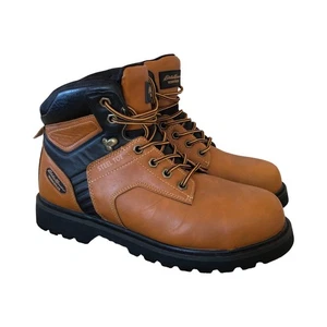 Eddie Bauer Men's Mountain Vista Steel Toe Tan Leather Work Boots Size 11 - Picture 1 of 10