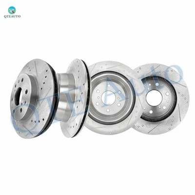 Set 4 F 330mm-R 345mm Drilled Brake Rotors For 2013 2014 Chevrolet Suburban 1500 - Image 1 of 4