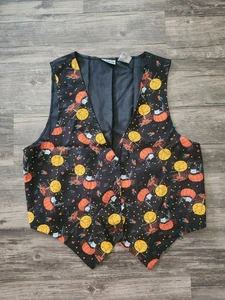 Vintage 90s Basic Editions Black Halloween Cat Vest - Picture 1 of 4