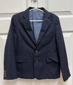 Nordstrom Boys Size 7 Navy Blue Blazer Sport Coat Jacket Wool Blend Gold Button - Picture 1 of 9