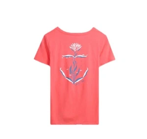 Salt Life Burnt Coral S/S V-Neck "ANCHORED KELP" WOMEN'S  LARGE NWT - Picture 1 of 4