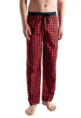 CECEBA Herren Lange-Hose, Baumwolle, Popeline, rot, kariert, mit Eingriff - Bild 1 von 4