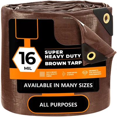Heavy Duty Tarpaulin 16Mil Finished Size Waterproof Poly Tarp Canopy Shade Cover - Image 1 of 4