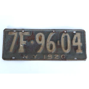 Original 1926 New York State Vehicle License Plate 7F 96 04 (16" by 6) Steel - Picture 1 of 3