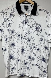 Armani Exchange Polo Shirt Mens Size XL Floral Print Short Sleeve A|X White - Picture 1 of 11