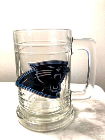 NFL Carolina Panthers Pewter Logo 15 oz Glass Beer Mug NFL Cover