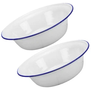 2pcs Kitchen Enamel Bowl Thicken Soup Bowl Enamel Noodle Bowl Enamel Mixing Bowl - Picture 1 of 12