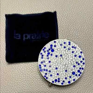Neu La Prairie Silber und Blau Kristall Kompakt Doppelspiegel Limited Edition - Bild 1 von 6