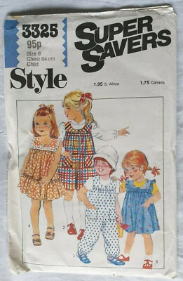 Vintage 1981 Style 3325 Child's Playsuit/ Dress Sewing Pattern (cut) - Image 1 of 4