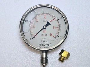 POINTER LDS-100-GF-B64-DB-38B PRESSURE GAUGE 0-30 PSI #3 - Picture 1 of 7