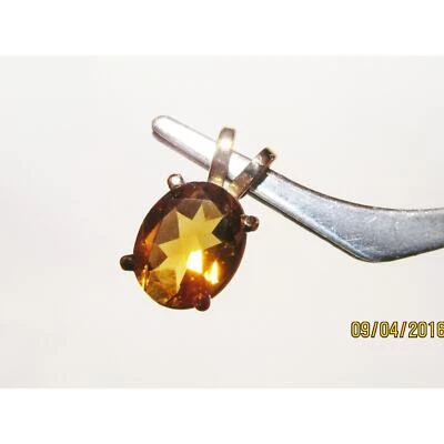 Oval ~1.5 CT Gold Citrine Gemstone 14 KT Yellow Gold Pendant Nov Birthstone Gift Foto 1 de 4