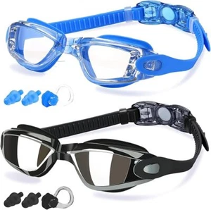 Swimming Goggles 2 Pk for Adult Men Women Kids Anti-Fog UV Protection No Leaking - Picture 1 of 6