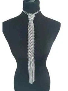 Chainmail TIE, New Item, Aluminum Butted Silver Tie gift - Picture 1 of 4