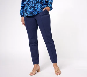 NEW Isaac Mizrahi Live! LP Elements Stretch Knit Jogger Pants Dark Navy QVC 8811 - Picture 1 of 7