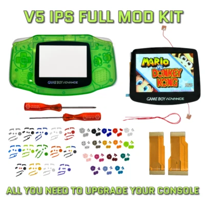 Game Boy Advance GBA V5 IPS LCD Backlight Housing Shell Mod Kit CLEAR GREEN - Image 1 of 4