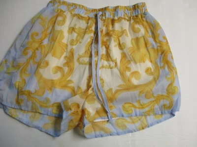 Mujer Azul Dorado Paisley Shorts Talla M Foto 1 de 4