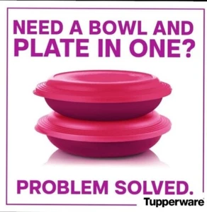 TUPPERWARE New Set of 2 ALOHA HOME 9" DOUBLE PLATES 700 mL 3 Cup bowl & plate - Picture 1 of 4