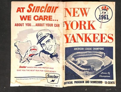 MAY 14, 1961 DETROIT TIGERS @ NEW YORK YANKEES SCORECARD, SCORED - Image 1 of 2