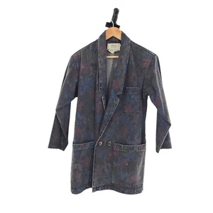 Learsi Boxy Fit Floral Denim Boyfriend Blazer Cottagecore Blazer Jacke - Bild 1 von 6