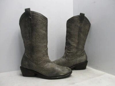 Jessica Simpson Rosanna Gray Distressed Leather Western Boots Womens Size 8 B - Image 1 of 4