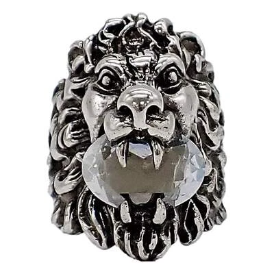 Anillo Gucci Cabeza de León Motivo Plata Cristal Talla 10 NUEVO Foto 1 de 4