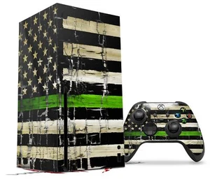 Juego de Recubrimiento para XBOX Serie X Pintado Descolorido Línea Verde Grieta de EE. UU. Bandera Americana - Imagen 1 de 3