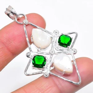 Mother of Pearl Gemstone Handmade 925 Sterling silver Pendant Size 2.6" - Picture 1 of 1