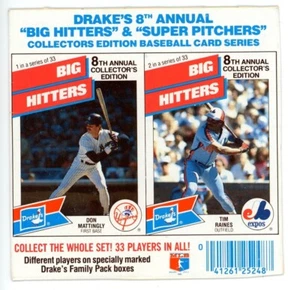 1988 Drake's Box Panel Cards Don Mattingly Tim Raines - Picture 1 of 2