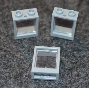 (3) 1x2x2 Light Gray Window w/ Clear Glass Bricks ~ NEW Lego Parts ~ - Picture 1 of 1