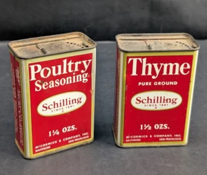 2 latas de especias condimento de metal vintage chelines lata, aves, tomillo - Imagen 1 de 7