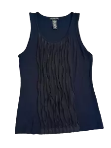 Design History Womens Small Blue Sleeveless Ruffle Detail Tank Top Shirt Blouse - Picture 1 of 3