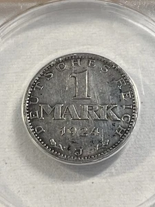 1924-J Germany 1 Mark Silver Coin Graded AU 50 Details Cleaned by ANACS - Picture 1 of 4