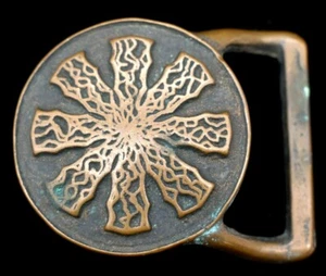Tech Ether Guild "Crystal" Solid Brass Vintage 1970s Belt Buckle - Picture 1 of 3