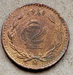 MEXICO 1939 2 Dos Centavos Bronze Km#419 - Picture 1 of 2