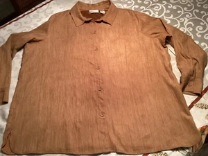 Fall NWT Studio Works Woman 2X Plus Button Faux Suede Tunic Top Blouse Brown XXL - Picture 1 of 13