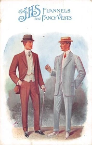 POSTCARD ADVERTISING BRIGHTON TAILOR JHS FLANNELS AND FANCY VESTS c 1911 - Foto 1 di 2
