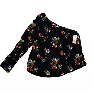BP. Blusa Top Nordstrom Un Hombro Talla S Negro Estampado Floral Informal ¡Nueva con Etiquetas! - Imagen 1 de 7