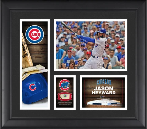 Jason Heyward Chicago Cubs Framed 15x17 Collage w/Piece of G-U Ball Cover