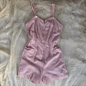 Vintage 1940s Pink & White Striped Sear Sucker Playsuit Romper Step In Sports - Picture 1 of 13