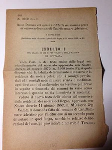 REGIO DECRETO- 5 marzo 1885- 2^posto notaro in Castellammare Adriatico - 420 - Picture 1 of 1