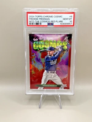 2024 Topps Chrome Cosmic - Freddie Freeman #ITC-8 Red Flare /5 PSA 10 GEM MT - Image 1 of 2