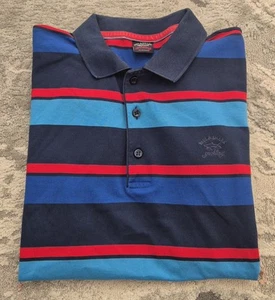 Paul & Shark Yachting Polo Shirt Men’s Size L Blue Striped Embroidered Logo - Picture 1 of 8