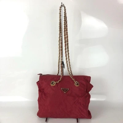 Borsa a tracolla PRADA catena nylon rosso oro donna dal Giappone - Immagine 1 di 4