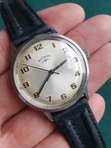 Vintage Men's Rotary Mechanical Watch - Stainless Steel Swiss Made 1960s - Picture 1 of 7