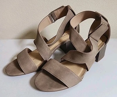 Cityclassified Comodidad Tostado Puntera Abierta Correa en el Tobillo Hebilla Tacones Mujer Talla 7.5 Foto 1 de 4