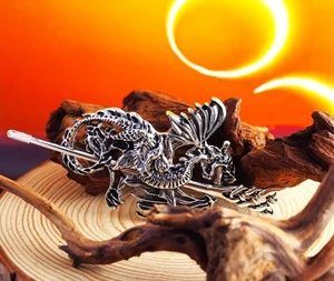 Wikinger Drache Haarspange Haarband Pferdeschwanzhalter Damen/Herren Metalllegierung - Bild 1 von 26