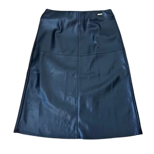 Andrew Marc NY Black Leather Midi Skirt Size Medium Super Soft  - Picture 1 of 4