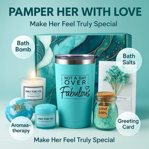 Birthday Gift Set for Women Mom Wife Friend – Spa Box with Tumbler Candle Bath - Picture 1 of 8