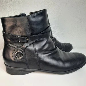 Mephisto Sarina Stiefel Schwarz Leder Booties Damen 10 Knöchel Keilabsatz Slouch Boots - Bild 1 von 7